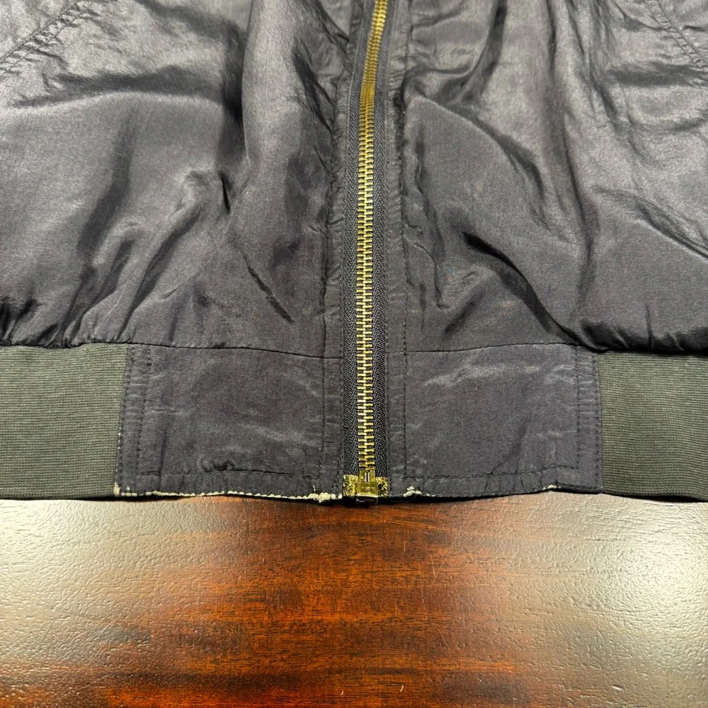 Summa 100% Silk Bomber Jacket Men's‎ Large Black Vintage Full Zip Lightweight
